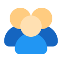 Group of four people icons standing together, representing a team or group