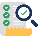 Phase 1 - Vexillum A hand holds a checklist with green checkmarks, while a magnifying glass examines the document, signaling review or audit.